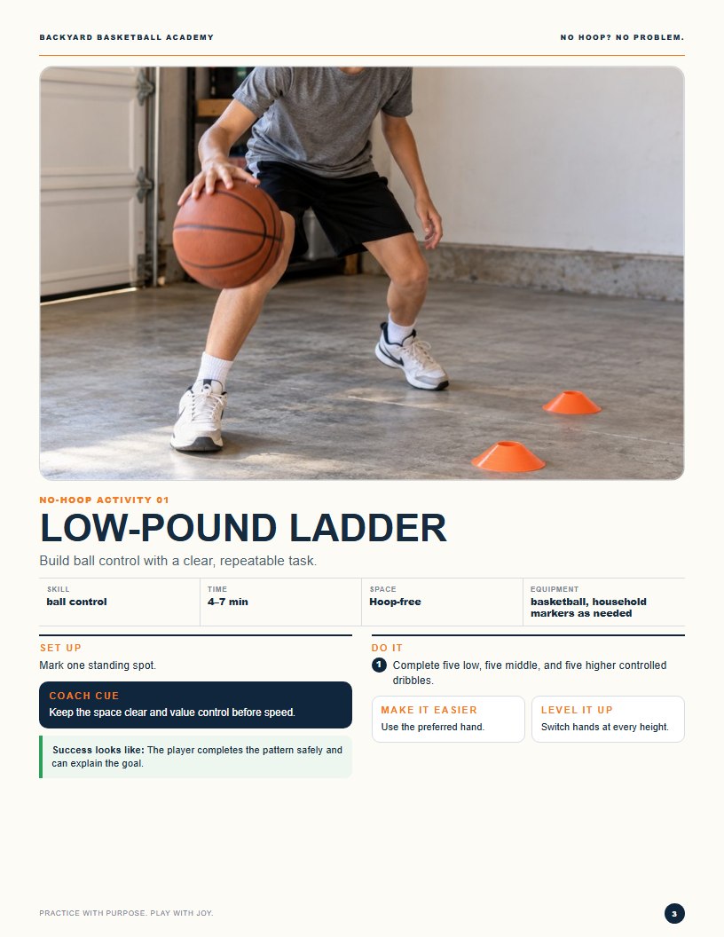 Actual no-hoop basketball activity page
