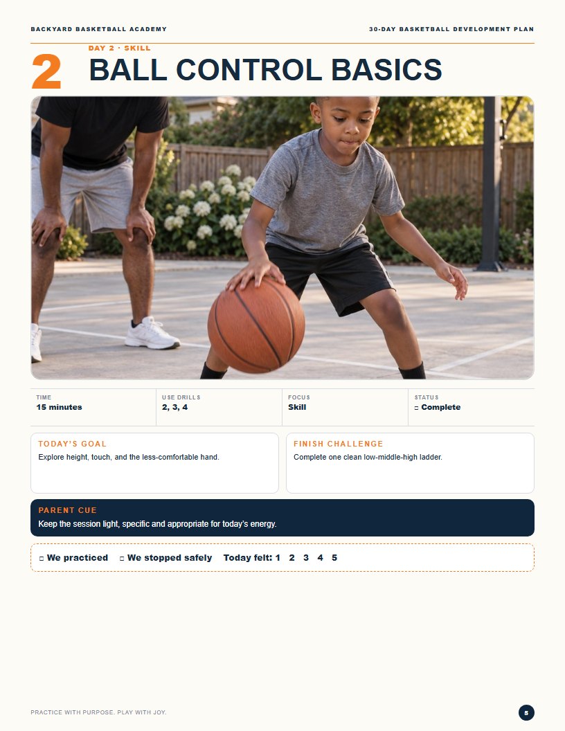 Actual 30-Day Basketball Development Plan page